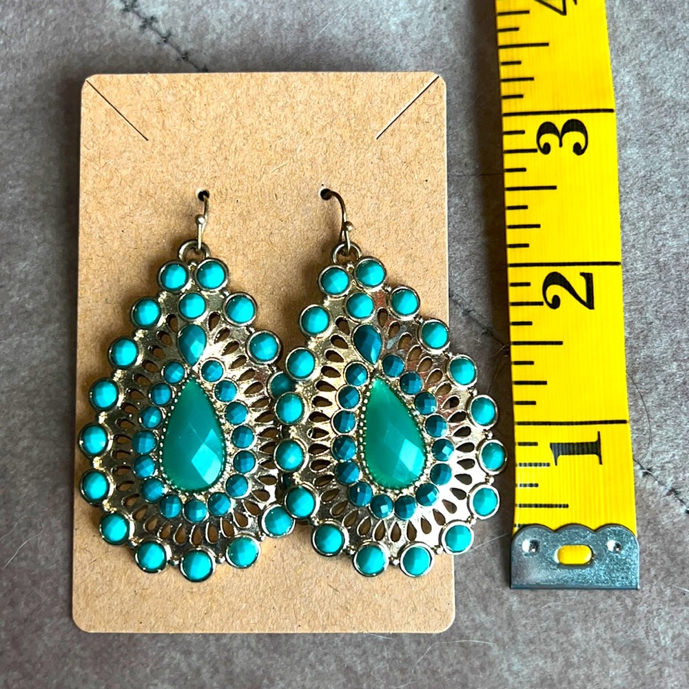 Teal beaded earrings
